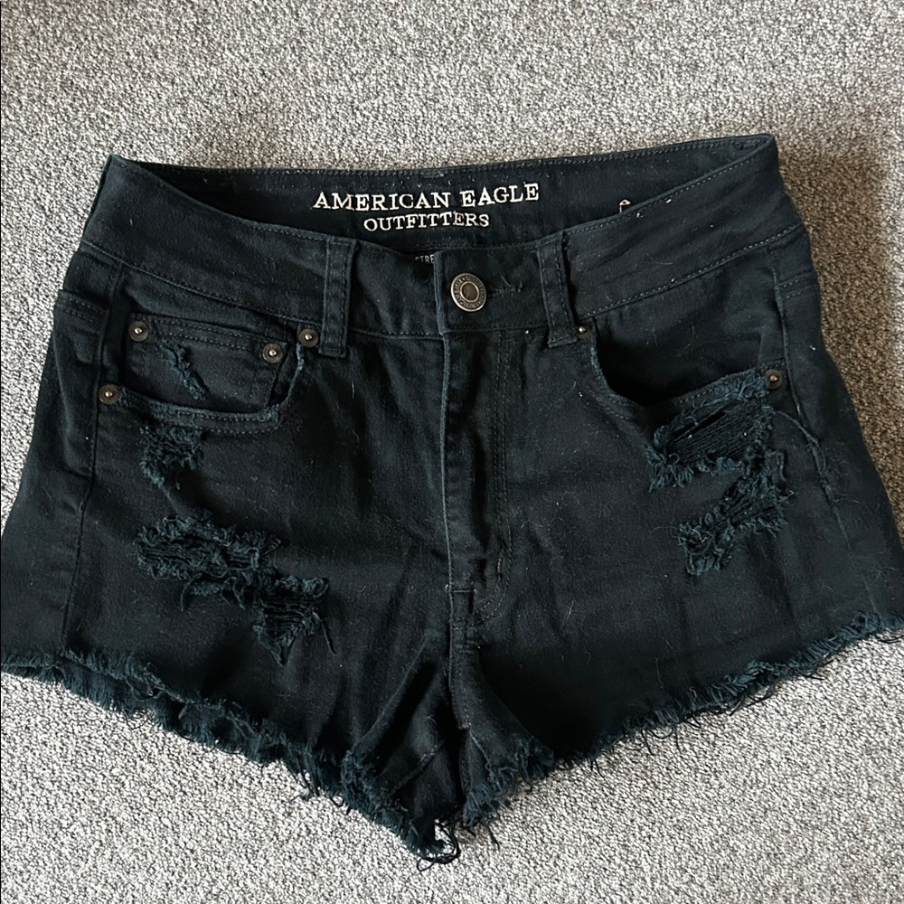 American Eagle Outfitters Black “high rise festival” Jean Shorts